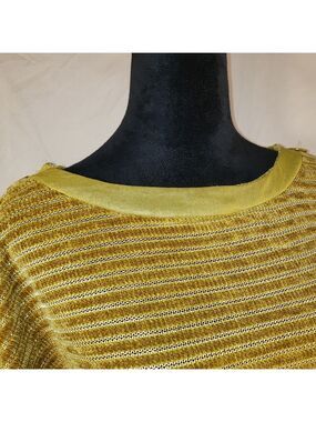 Velvet Like Ribbed Boatneck Top in Mustard - L